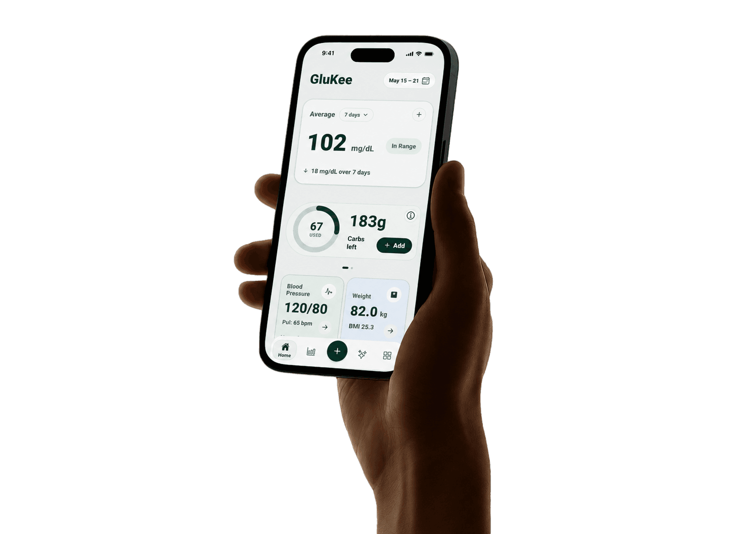 Person checking glucose levels with a modern, confident expression